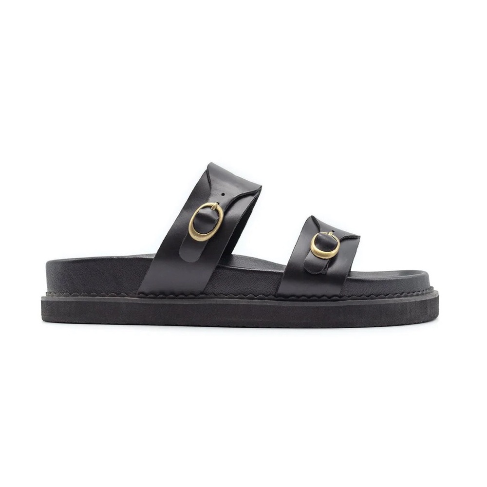 Anthropologie Amalfi Black Leather Sandal Ladies Size 41 - Picture 3 of 8